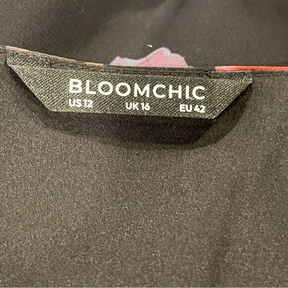 Bloomchick tulip Floral print Black short sleeve peplum Top/blouse - Picture 9 of 13